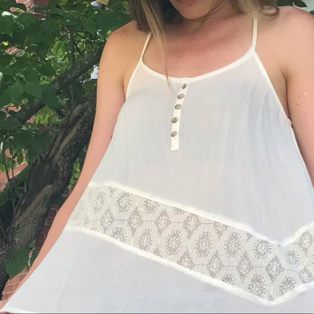 NWT Ivory Lace Racerback Tank - Picture 9 of 11